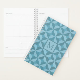 Shades of Blue Stylish Geometric Monogram Planner