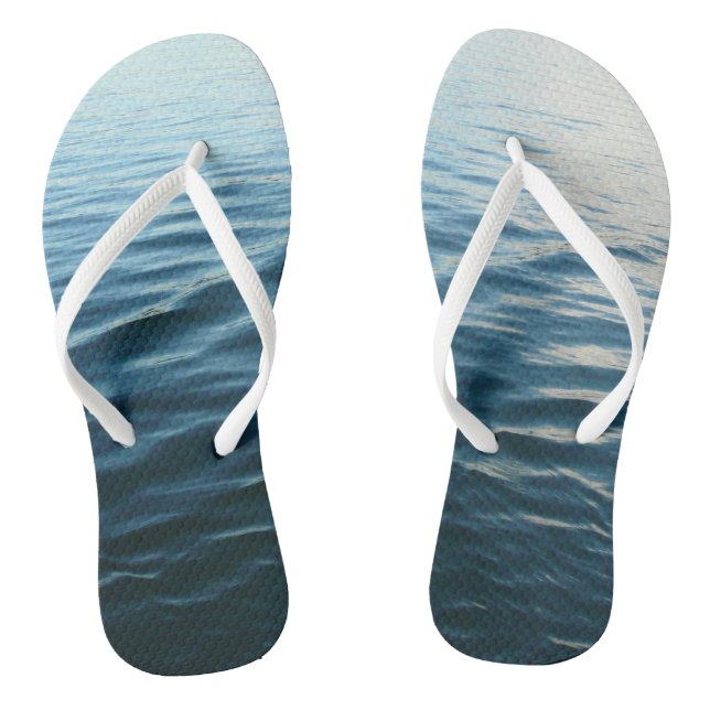 Shades of Blue Water Abstract Nature Photography Flip Flops (Footbed)