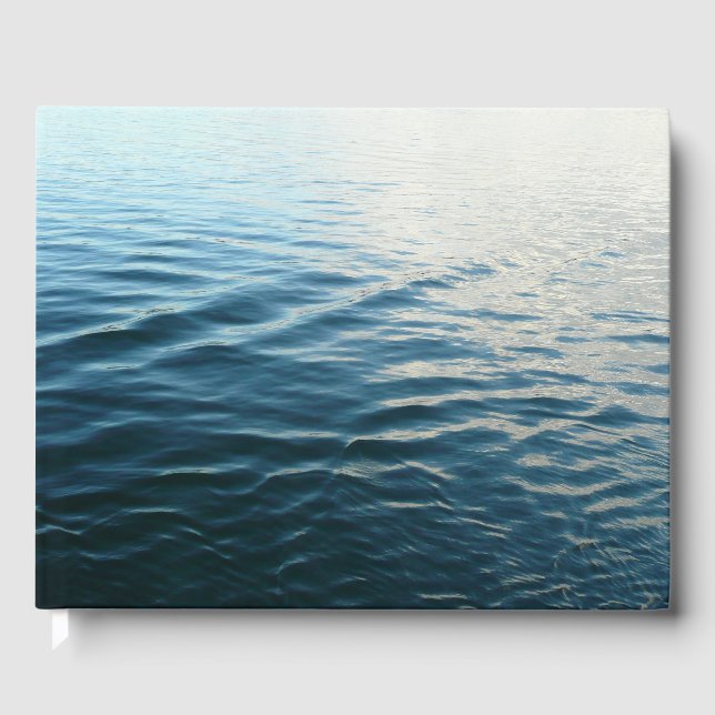 Shades of Blue Water Abstract Nature Photography Guest Book (Front)