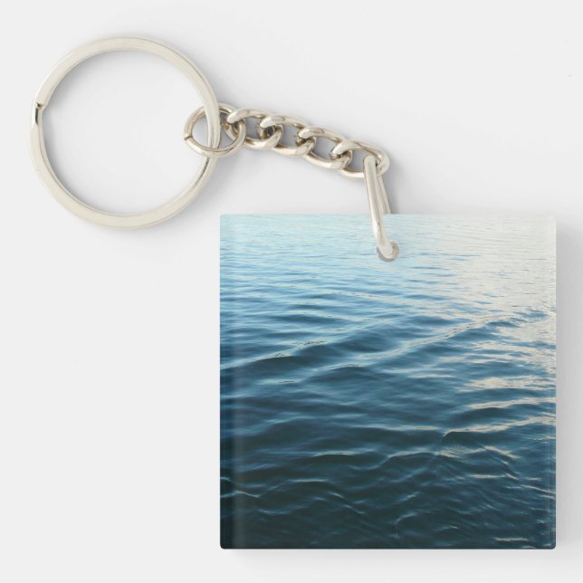 Shades of Blue Water Abstract Nature Photography Key Ring (Front)