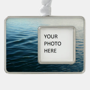 Shades of Blue Water Abstract Nature Photography Silver Plated Framed Ornament