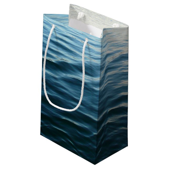 Shades of Blue Water Abstract Nature Photography Small Gift Bag (Back Angled)