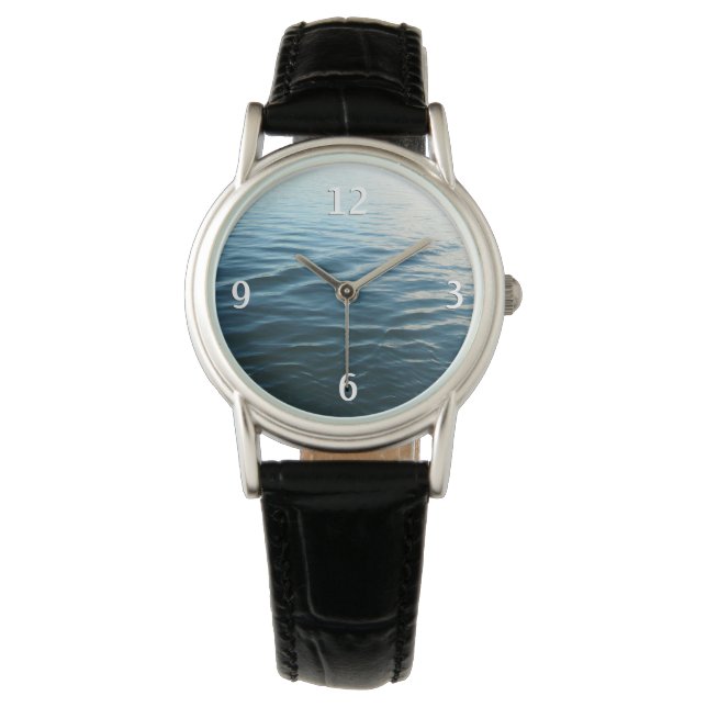 Shades of Blue Water Abstract Nature Photography Watch (Front)