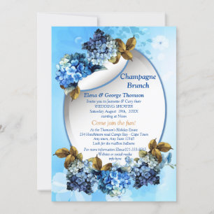 Shades of Blue Watercolor Hydrangeas Couple Shower Invitation