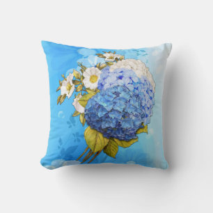 Shades of Blue Watercolor Hydrangeas Cushion