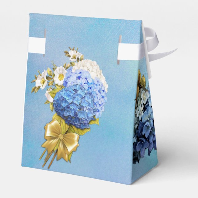 Shades of Blue Watercolor Hydrangeas Favour Box (Back Side)