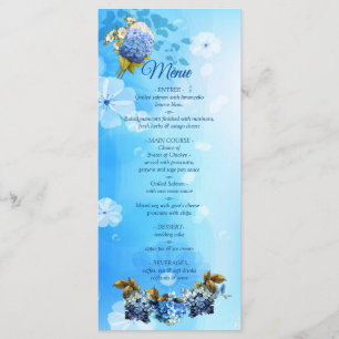 Shades of Blue Watercolor Hydrangeas Menu