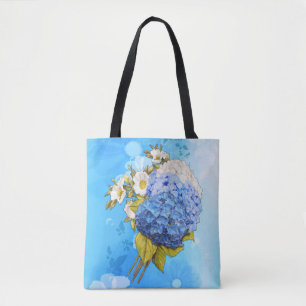Shades of Blue Watercolor Hydrangeas Tote Bag