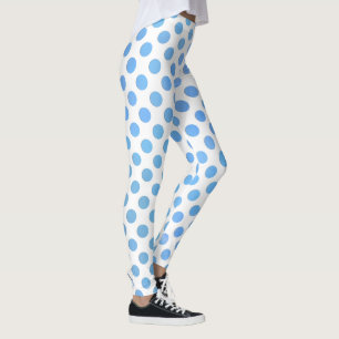 Shades of Blue Watercolor Painted Dots Leggings