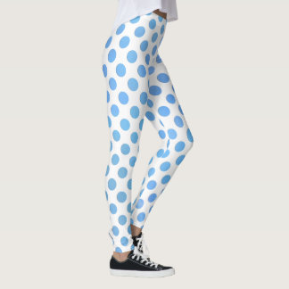 Shades of Blue Watercolor Painted Dots Leggings