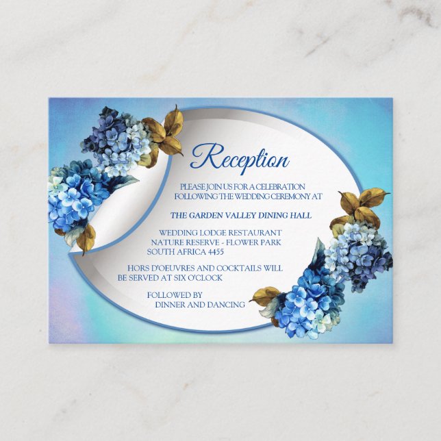 Shades of Blue Watercolor Reception Enclosure Card (Front)