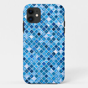 Shades Of Blue 'Watery' Mosaic Tiles Pattern iPhone 11 Case