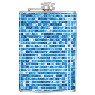 Shades Of Blue 'Watery' Mosaic Tiles Pattern Hip Flask
