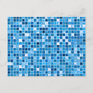 Shades Of Blue 'Watery' Mosaic Tiles Pattern Postcard