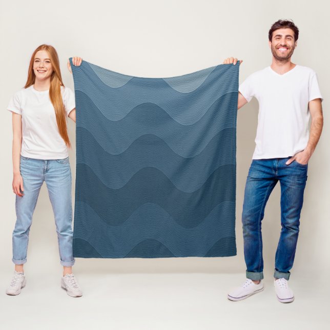 Shades of Blue Waves Fleece Blanket (In Situ)