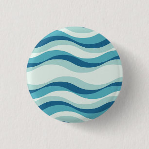 Shades of Blue Waves Pattern 3 Cm Round Badge