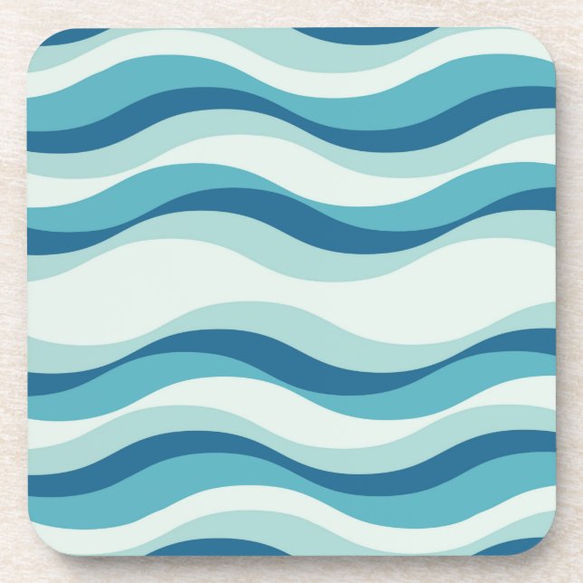 Shades of Blue Waves Pattern Coaster (Front)