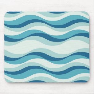 Shades of Blue Waves Pattern Mouse Mat