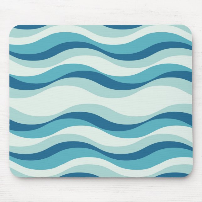 Shades of Blue Waves Pattern Mouse Mat (Front)