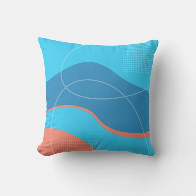 Shades of Blue With Salmon Abstract Art Design Cushion (Front)