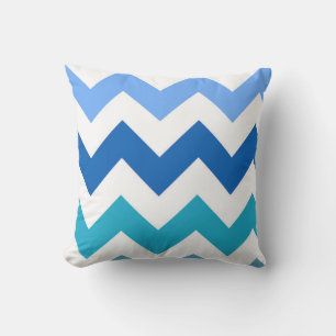 Shades of Blue Zig Zag Chevron Pillow