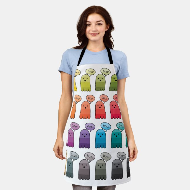 Shades of Boo Ghost Halloween Apron (Worn)