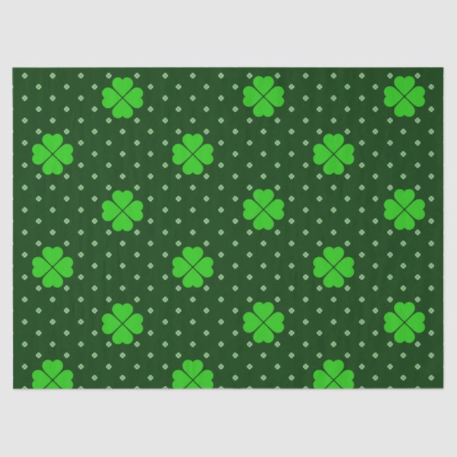 SHADES OF BRIGHT GREEN IRISH CELTIC SHAMROCKS TISSUE PAPER (Front)