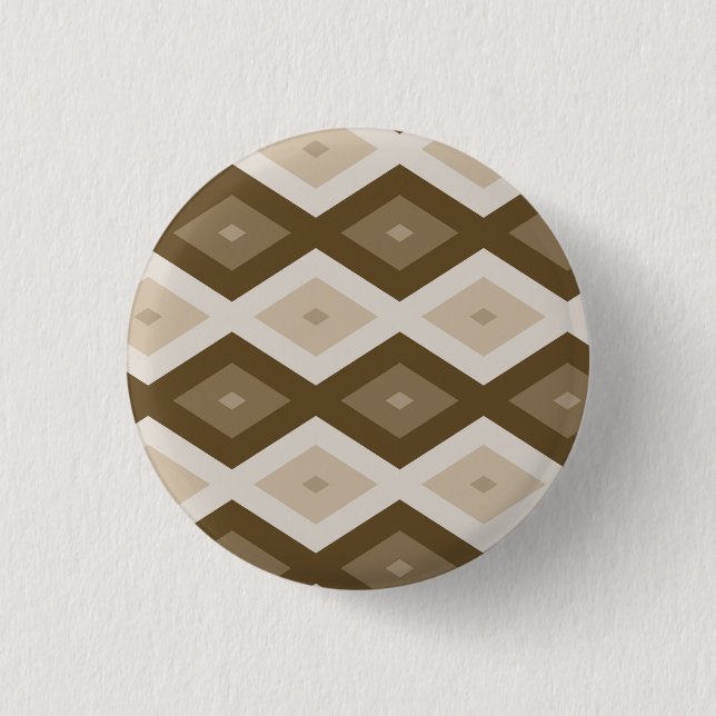 Shades of brown diamond pattern 3 cm round badge (Front)