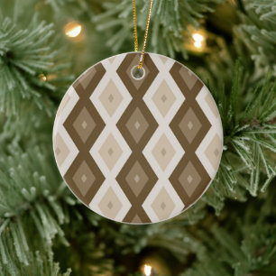 Shades of brown diamond pattern ceramic tree decoration