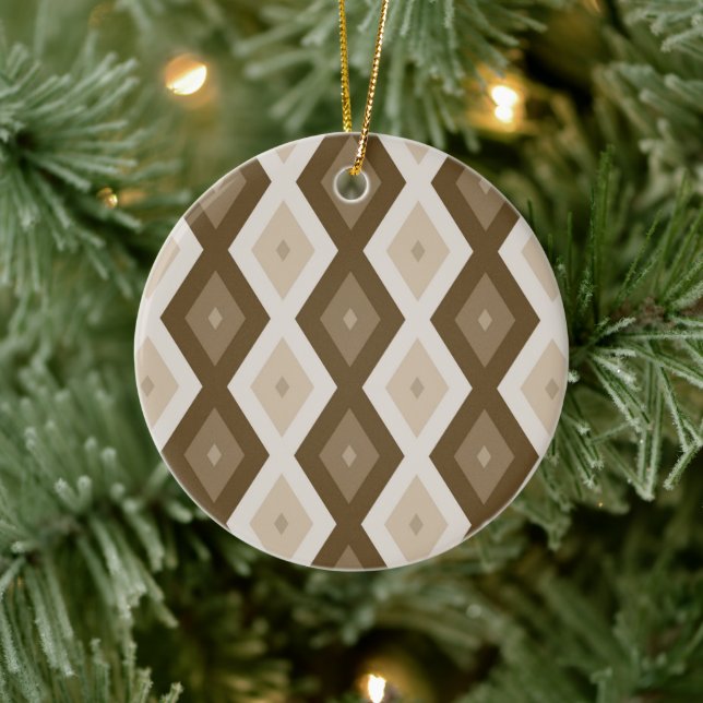 Shades of brown diamond pattern ceramic tree decoration (Tree)