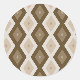 Shades of brown diamond pattern classic round sticker