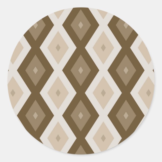 Shades of brown diamond pattern classic round sticker (Front)