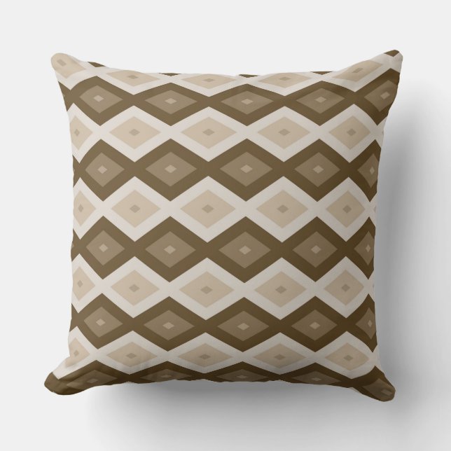 Shades of brown diamond pattern cushion (Front)