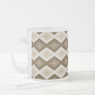 Shades of brown diamond pattern frosted glass coffee mug