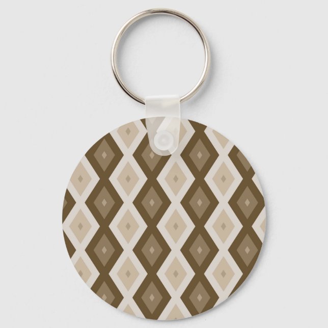 Shades of brown diamond pattern key ring (Front)