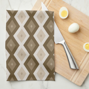 Shades of brown diamond pattern tea towel