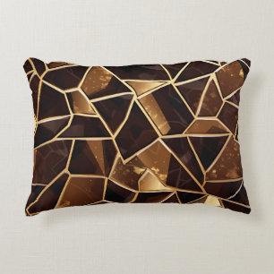 SHADES OF BROWN & GOLD MOSAIC CHIP PATTERNS DECORATIVE CUSHION