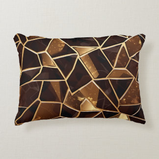 SHADES OF BROWN & GOLD MOSAIC CHIP PATTERNS DECORATIVE CUSHION