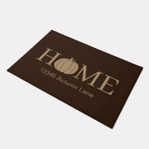 Shades of Brown HOME Pumpkin Typography Doormat