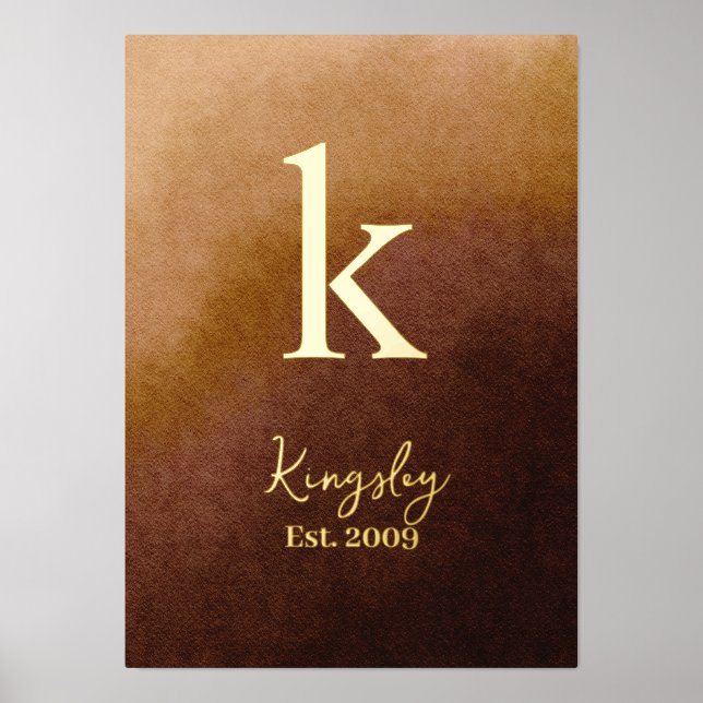 Shades of Brown Ombre Family Name Year Established Foil Prints (Front)