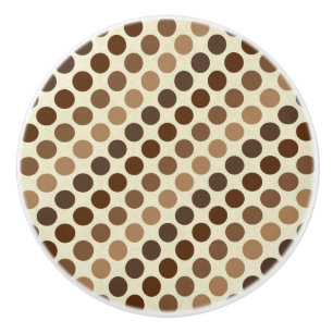 Shades of Brown Polka Dots by Shirley Taylor Ceramic Knob