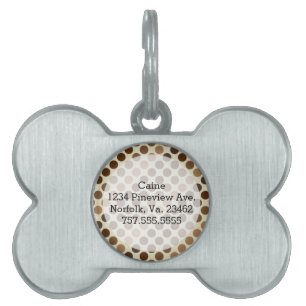 Shades of Brown Polka Dots by Shirley Taylor Pet Name Tag