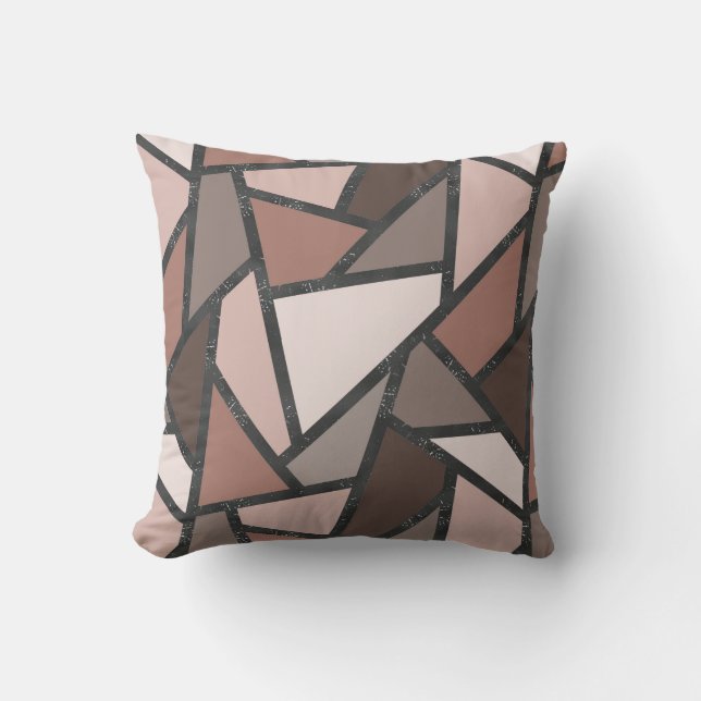 Shades of brown stained glass pattern cushion (Front)