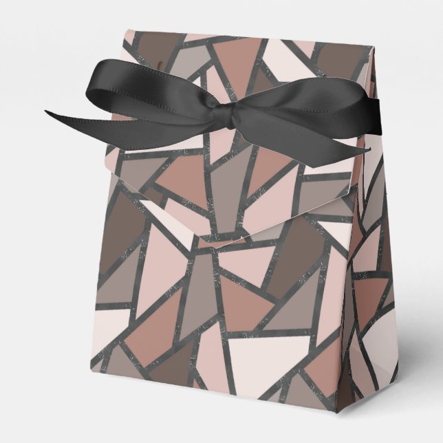 Shades of brown stained glass pattern favour box (Front Side)