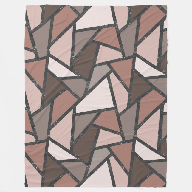 Shades of brown stained glass pattern fleece blanket (Front)