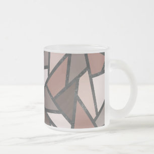 Shades of brown stained glass pattern frosted glass coffee mug