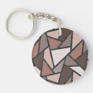 Shades of brown stained glass pattern key ring