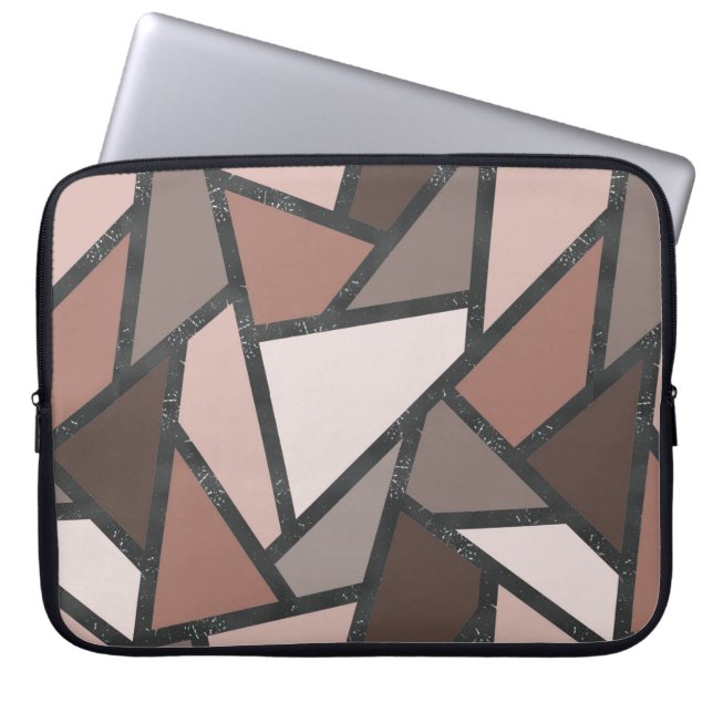 Shades of brown stained glass pattern laptop sleeve (Front)