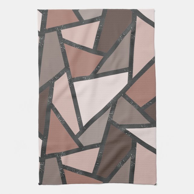 Shades of brown stained glass pattern tea towel (Vertical)