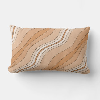 Shades of Brown Striped Wave Repeat Pattern Lumbar Cushion
